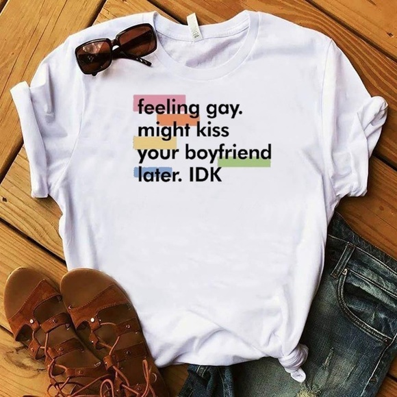 Spencer’s Feelin' Gay Pride T Shirt White Multi Unisex Size XL NWOT - Picture 3 of 6